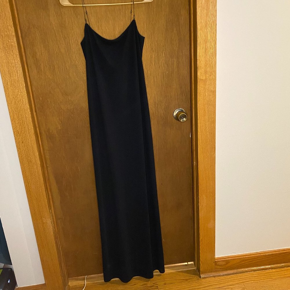 Never-worn, Navy Laundry jersey maxi dress with beaded straps (size 8)